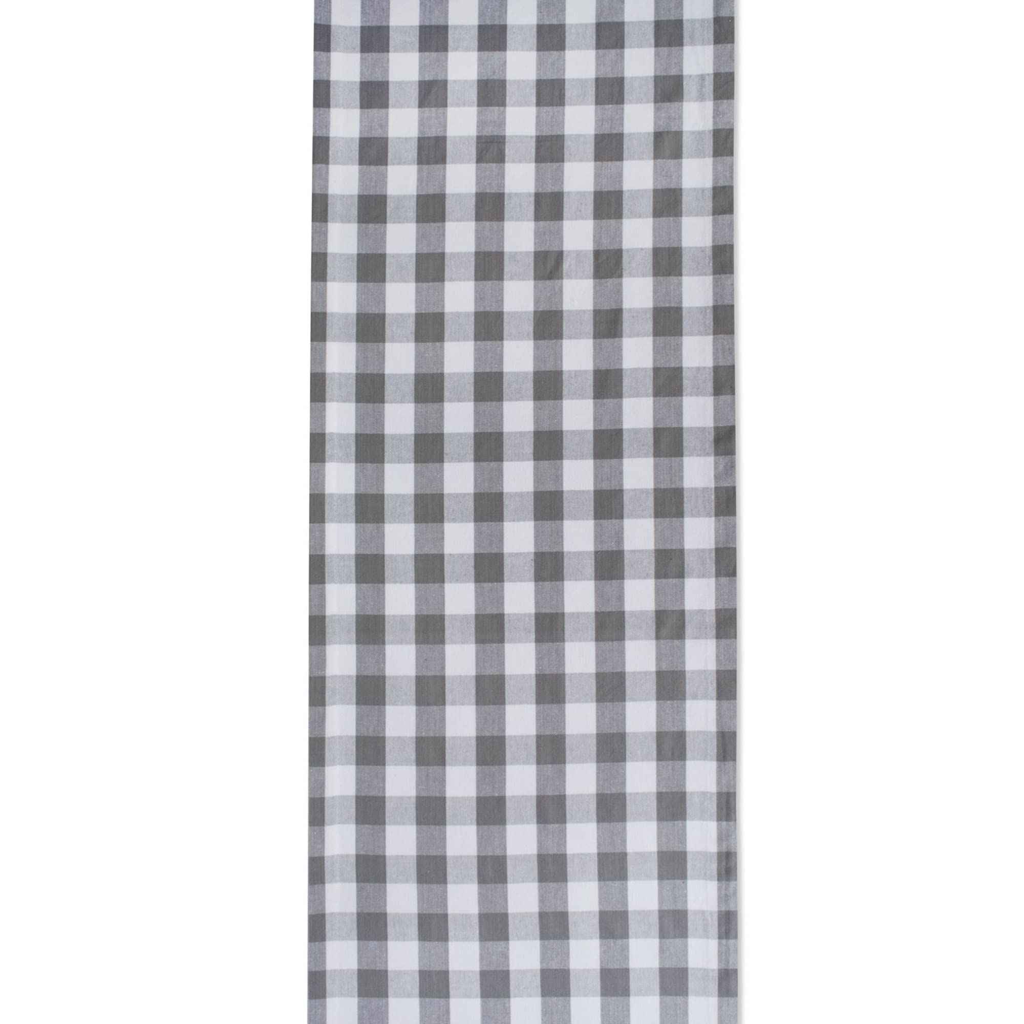 DII Checkered Tabletop Collection 100% Cotton, Machine Washable, Table Runner, 14x72, Gray